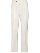 Richard James - Pleated Cotton and Linen-Blend Trousers - White