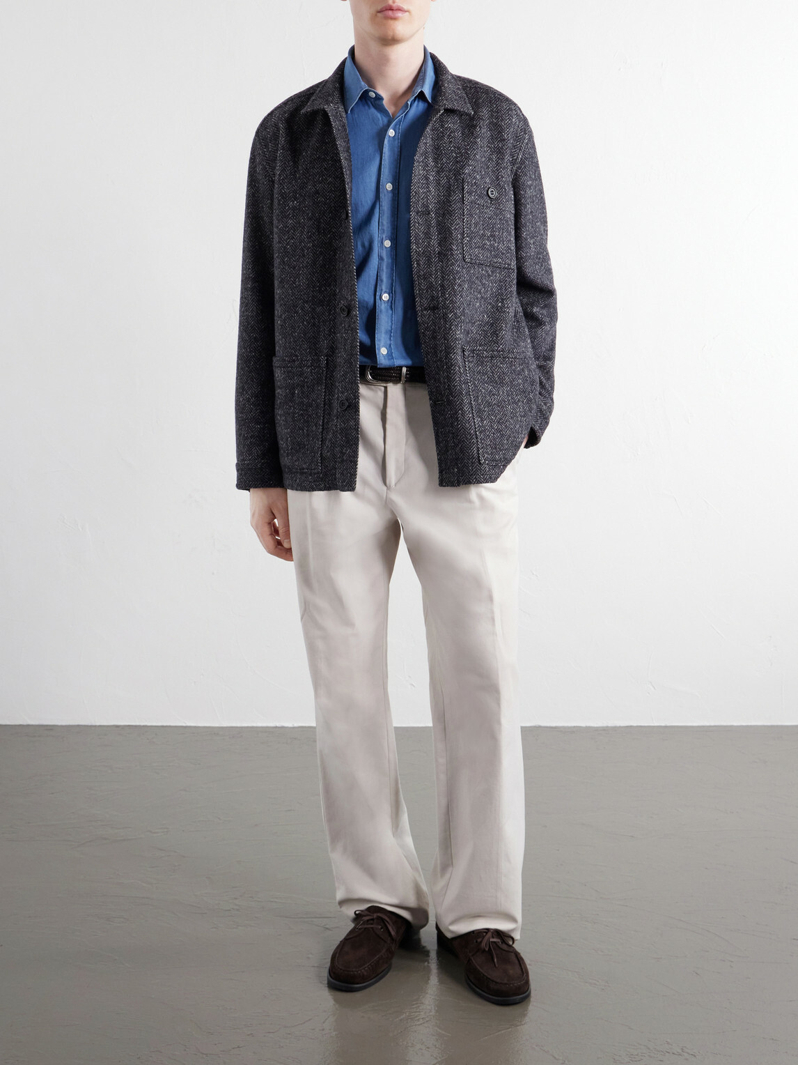 Anderson & Sheppard - Herringbone Wool Overshirt - Gray