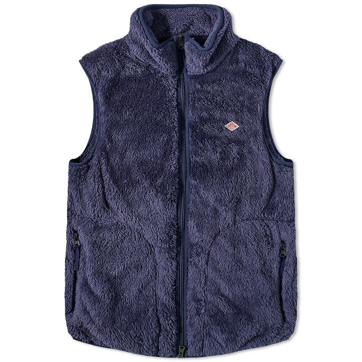 Photo: Danton Men's High Pile Fleece Stand Collar Vest in Smoke Blue
