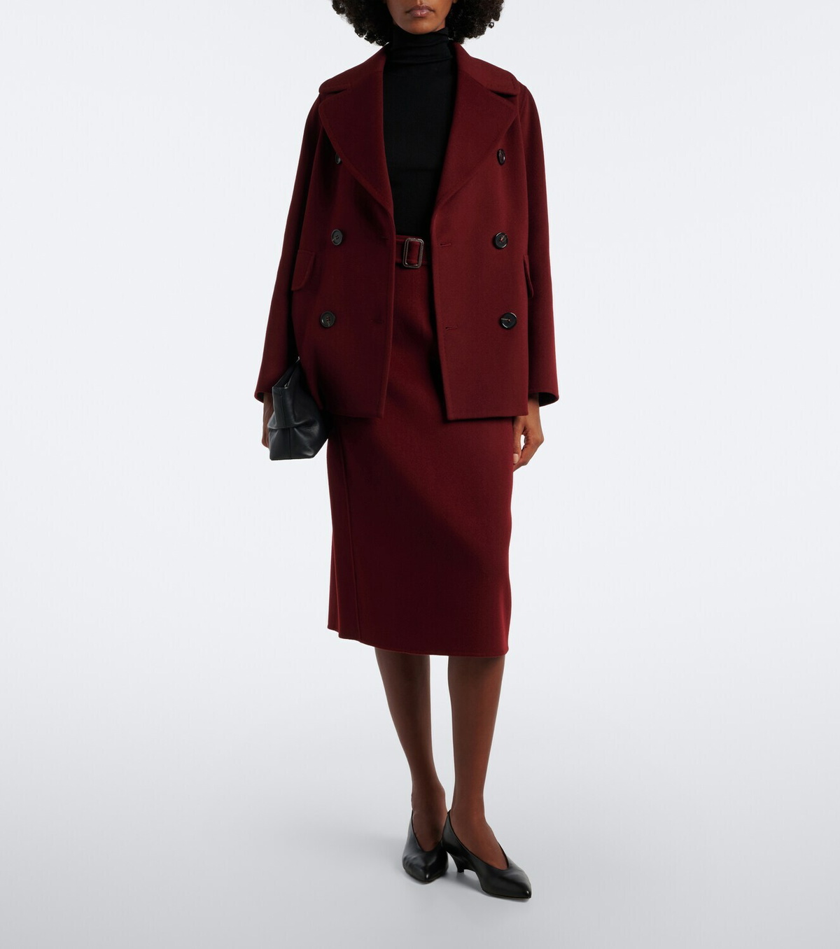 'S Max Mara Belted virgin wool pencil skirt