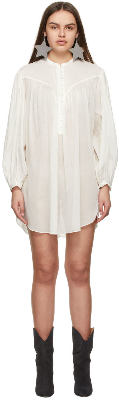 isabel marant white dress Leazali tone floral embroidery Isabel Marant Virginia lace-trimmed minidress