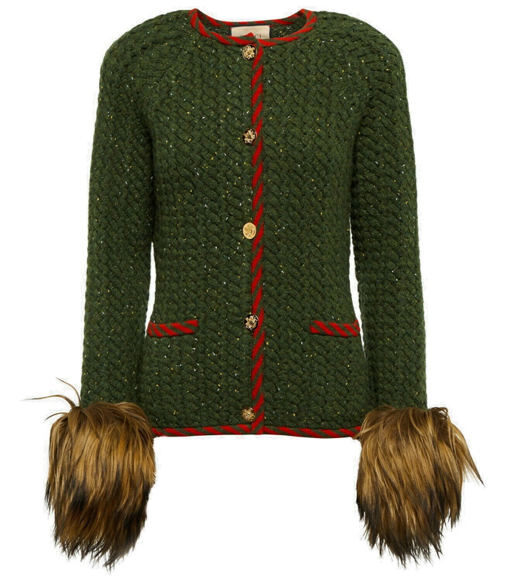 Photo: Gucci - Faux fur-trimmed wool-blend cardigan