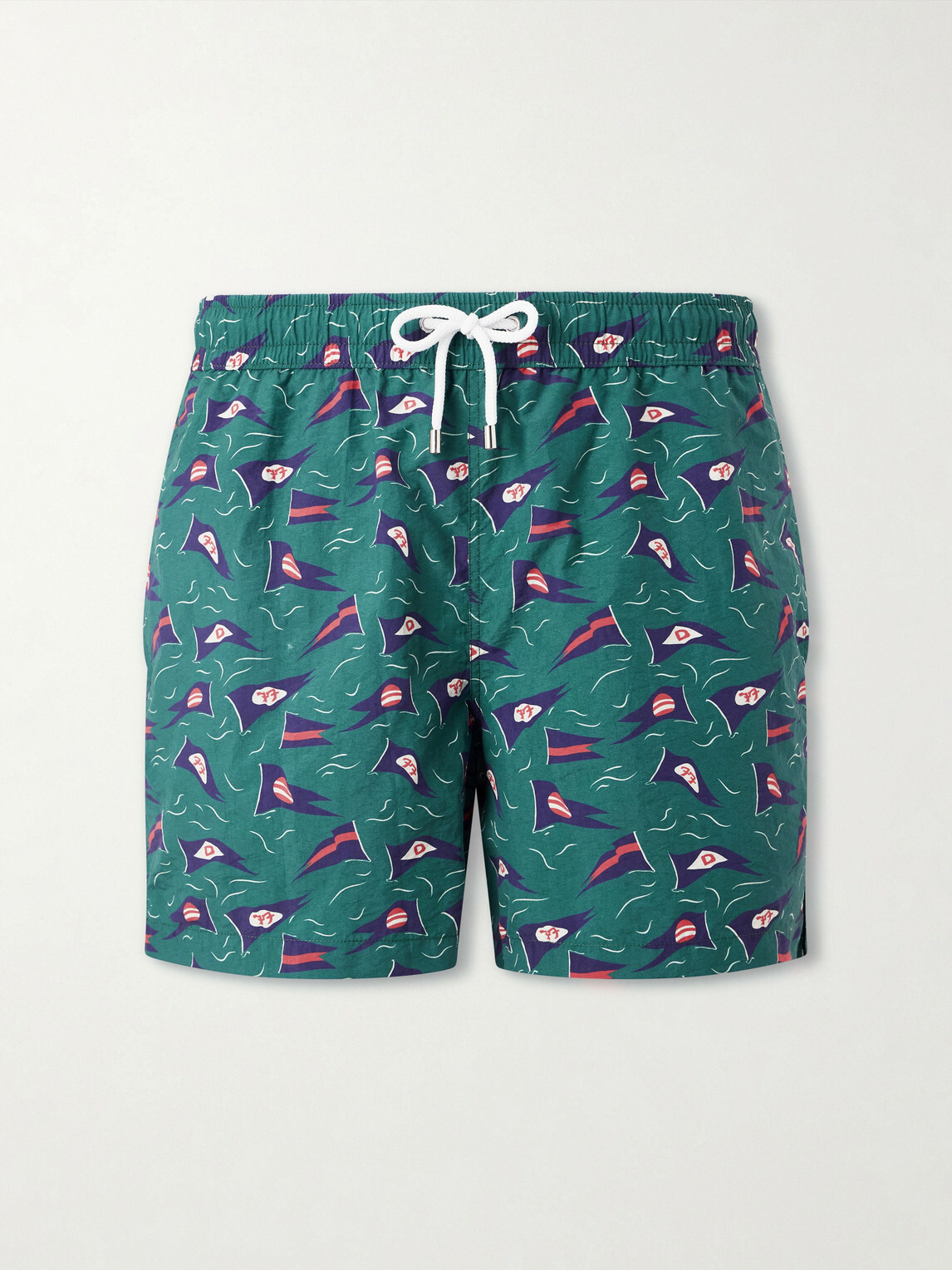 Drake's - Straight-Leg Mid-Length Printed Swim Shorts - Green