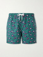 Drake's - Straight-Leg Mid-Length Printed Swim Shorts - Green
