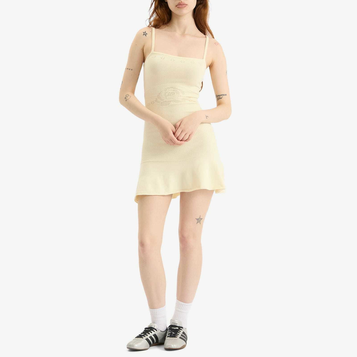 Peachy Den Women's Marie Knit Mini Dress in Cream