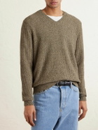 Inis Meáin - Moss Ribbed Linen and Cotton-Blend Sweater - Green