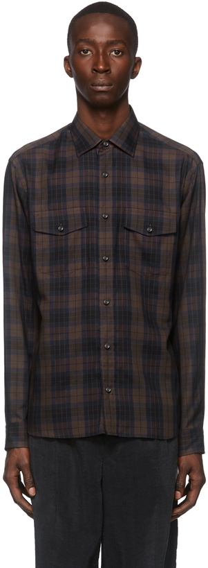 Photo: Z Zegna Brown & Blue Check Shirt