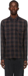 Z Zegna Brown & Blue Check Shirt