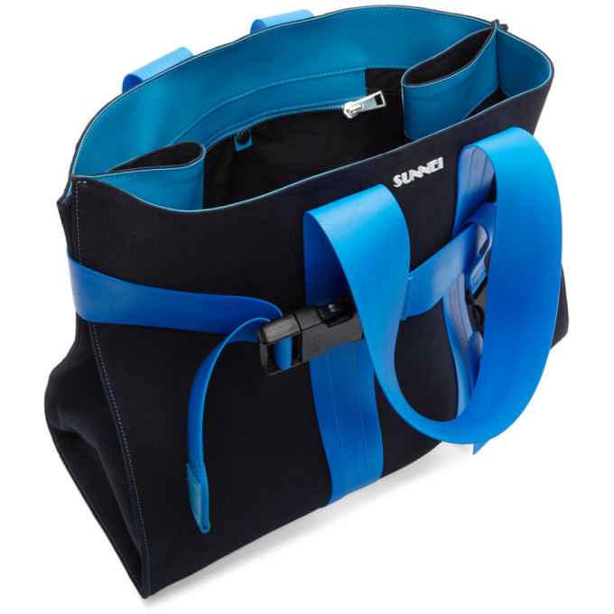 Sunnei Navy Messenger Parallelepipedo Tote