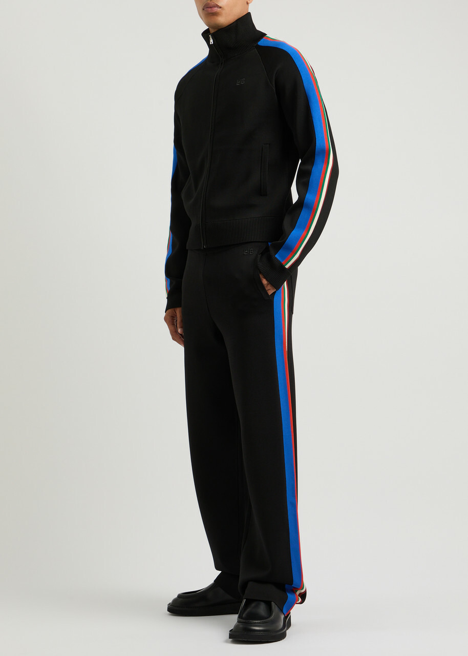 Wales Bonner Tide Striped Knitted Sweatpants Black