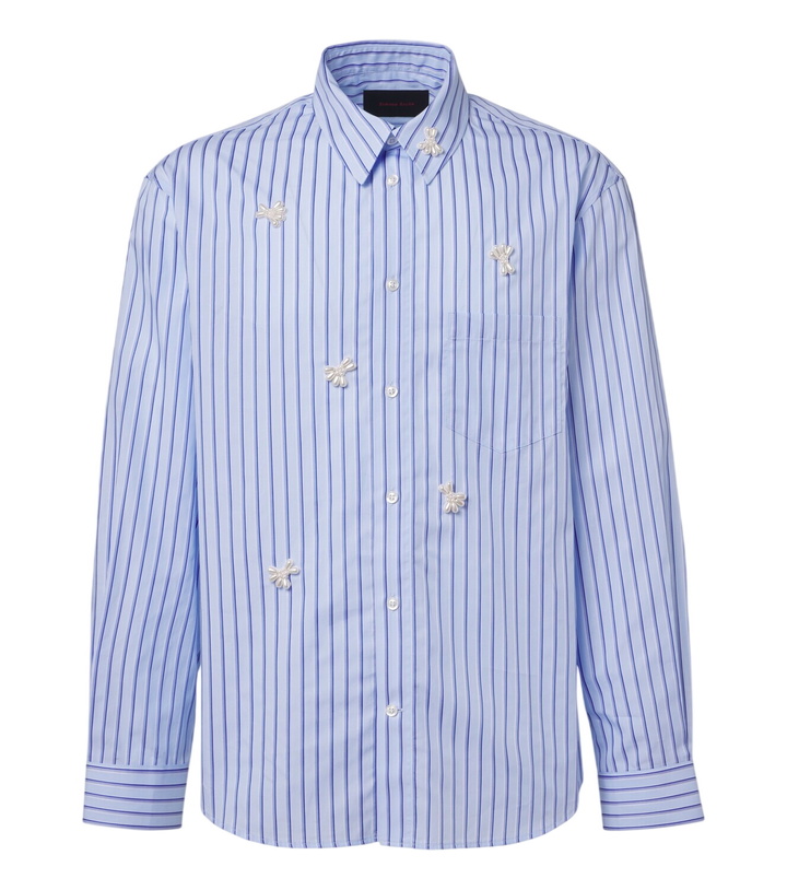 Photo: Simone Rocha Embellished striped cotton poplin shirt