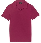 Giorgio Armani - Slim-Fit Camp Collar Stretch-Jersey Polo Shirt - Men - Plum