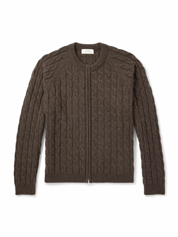 Photo: mfpen - Editor Cable-Knit Wool Zip-Up Cardigan - Brown