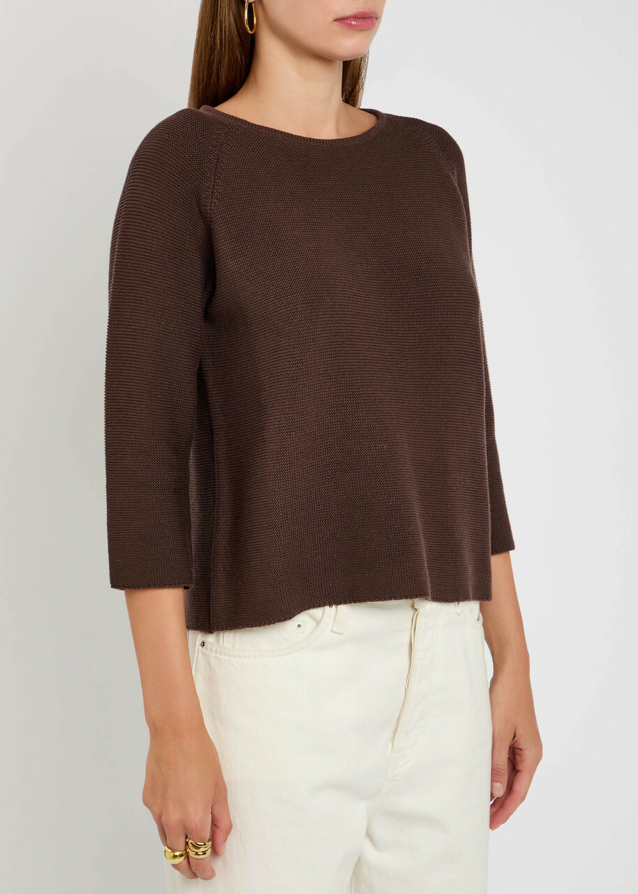 Weekend Max Mara Addotto Knitted Cotton Jumper Brown
