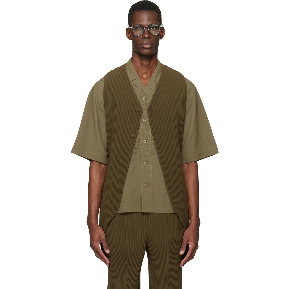 Homme Plissé Issey Miyake Gray Leno Stripe Jacket Homme Plisse