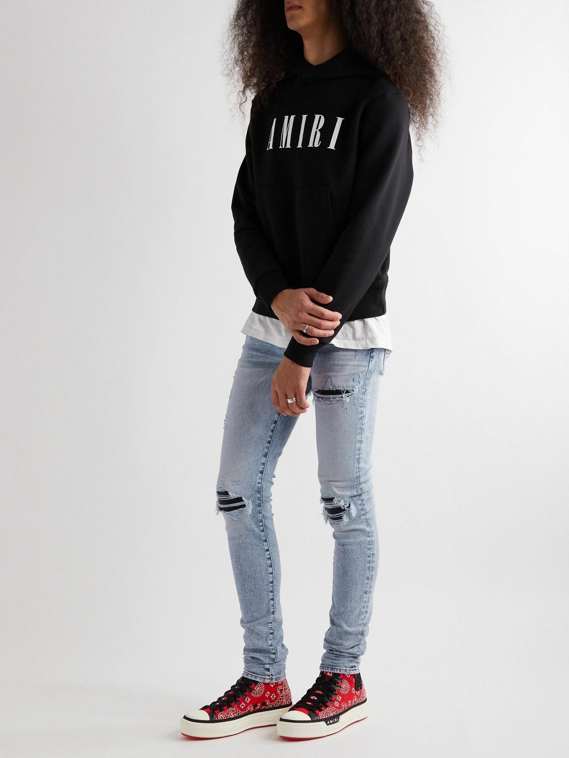 AMIRI MX1 レザーパネル ディストレスト ジーンズ 人気 AMIRI 'mx1' Jeans | italist