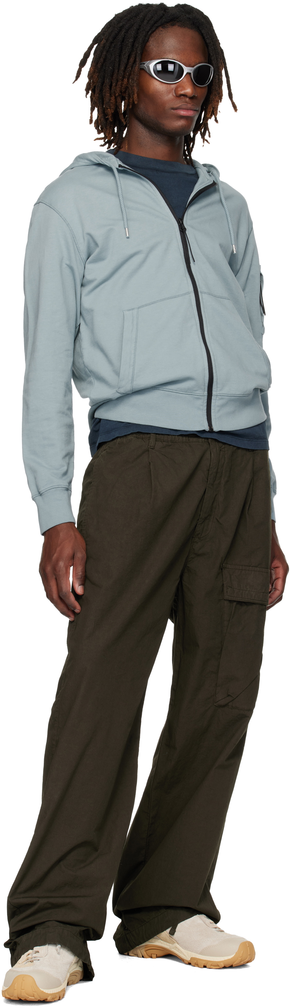 C.P. Company Blue Light Fleece Zip Lens Hoodie