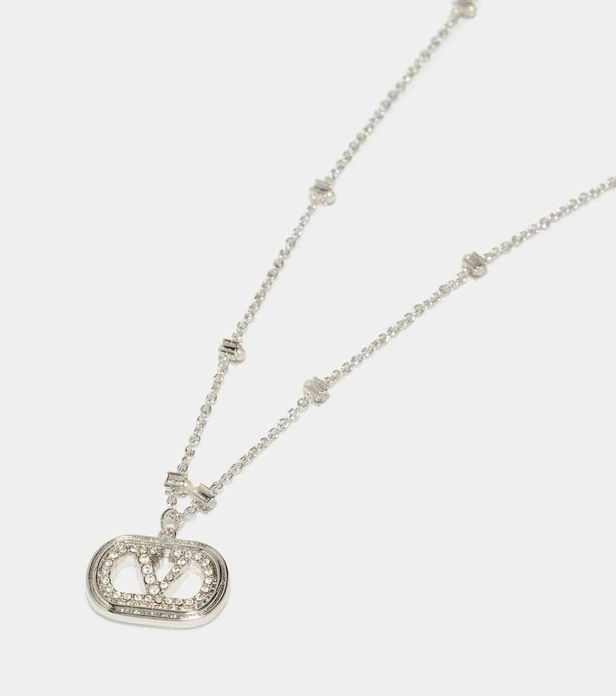 Valentino Ovalette VLogo embellished necklace