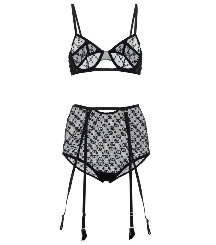 Photo: Gucci - GG star tulle bra and underwear set