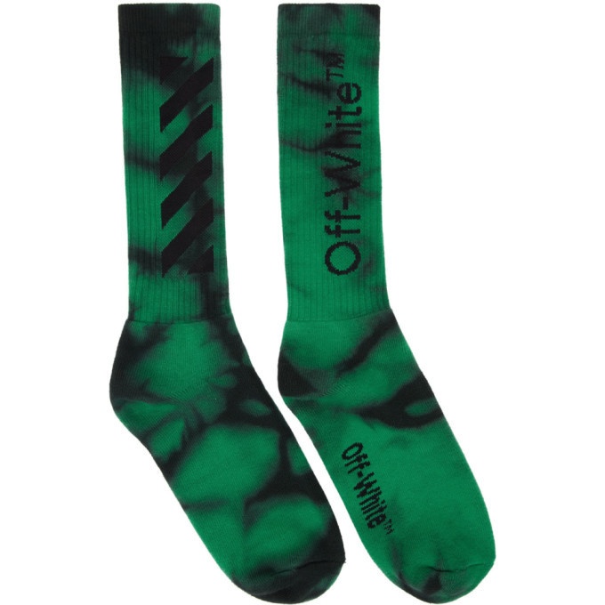 Photo: Off-White Green and Black Tie-Dye Diag Socks