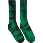 Off-White Green and Black Tie-Dye Diag Socks