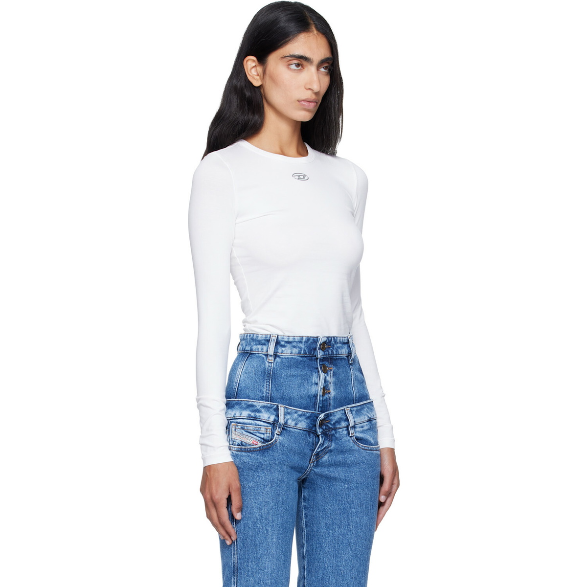 Diesel White T-Uncutieslong-Ls-Od T-shirt