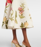 Oscar de la Renta Belted floral faille cocktail dress