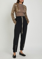 Rick Owens Dennis Sequin-embellished Stretch-mesh top Light Brown