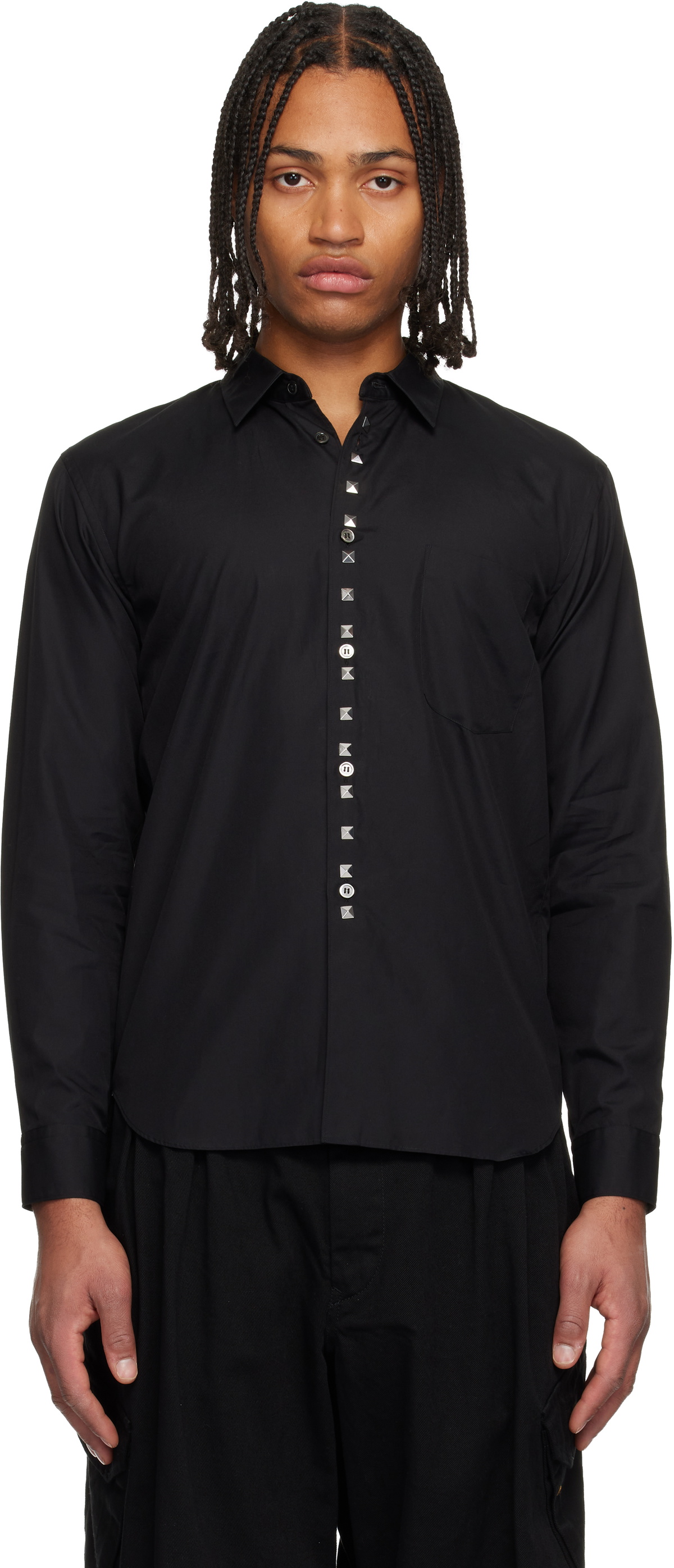 Comme des Garçons Men's Gingham Check Shirt in Black Comme des