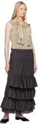 OPEN YY Gray Rolled Waist Tiered Midi Skirt