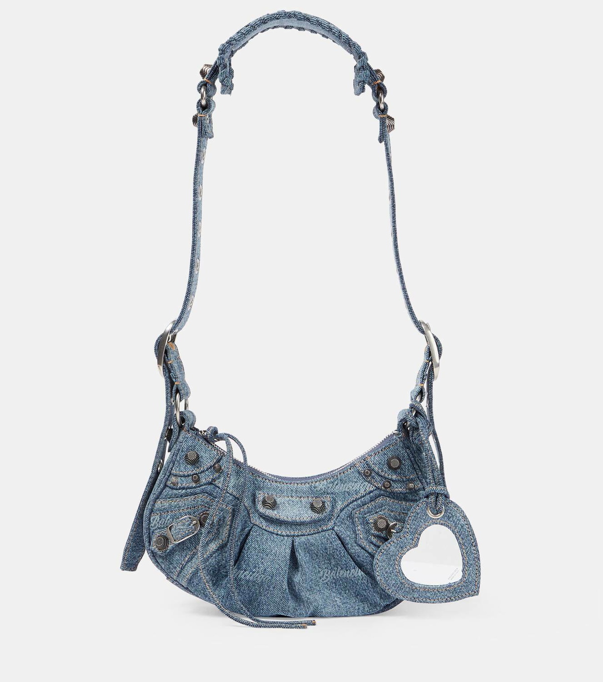【関税&送料込】Balenciaga Embellished Denim Le Cagole Xs Sh Balenciaga Le Cagole XS denim shoulder bag Balenciaga