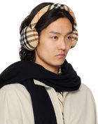 Burberry Beige Check Wool Earmuffs