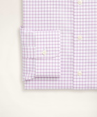 Brooks Brothers Men's Stretch Milano Slim-Fit Dress Shirt, Non-Iron Poplin Ainsley Collar Check | Pink