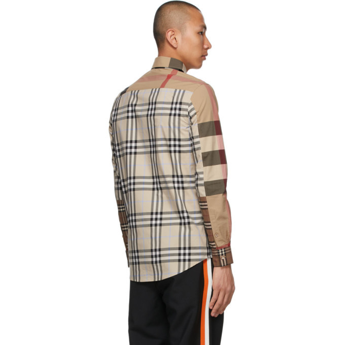 Burberry Beige Contrast Check Shirt Burberry 