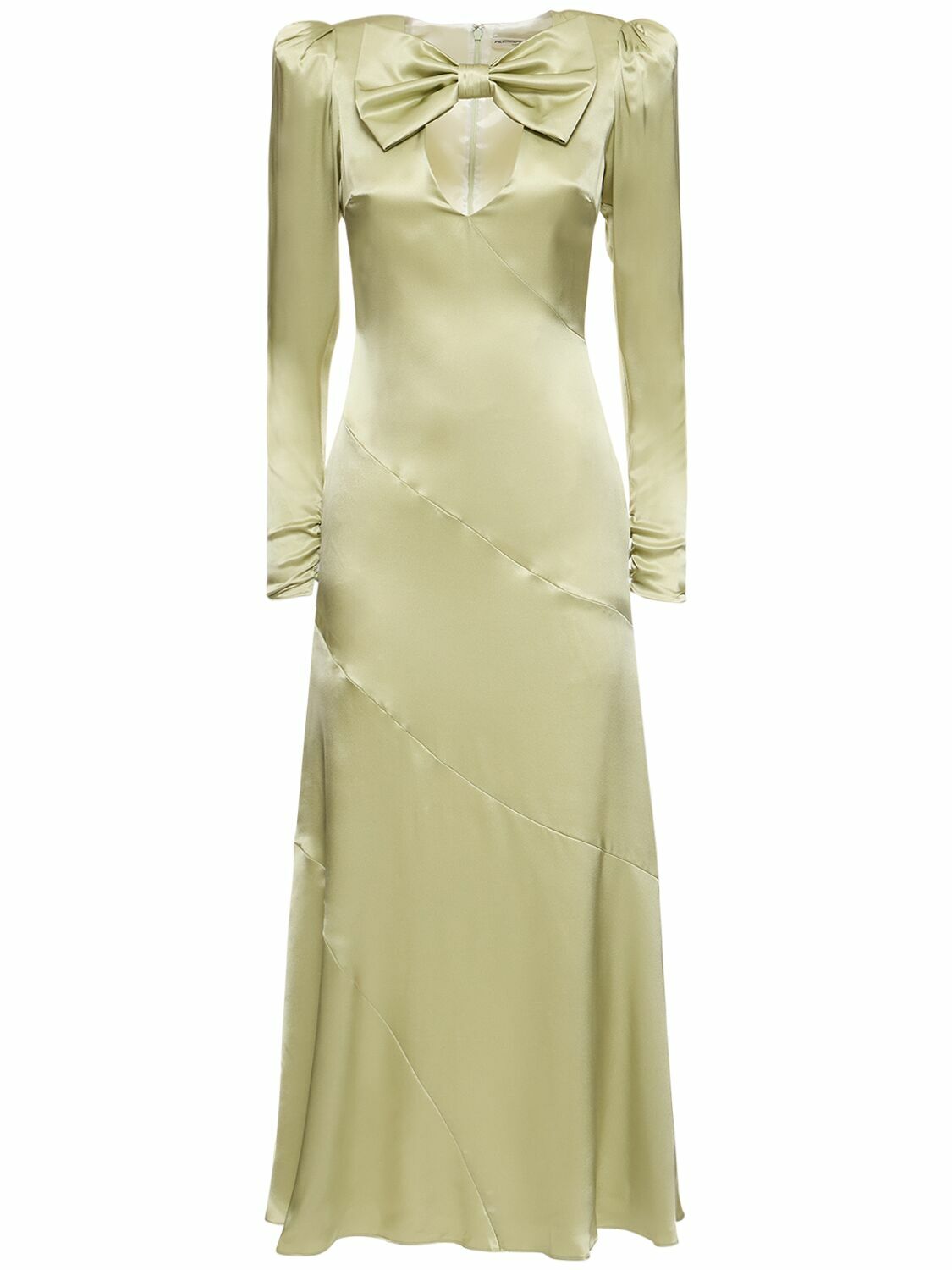 ALESSANDRA RICH - Silk Satin Midi Dress W/ Bow & Cutout Alessandra Rich