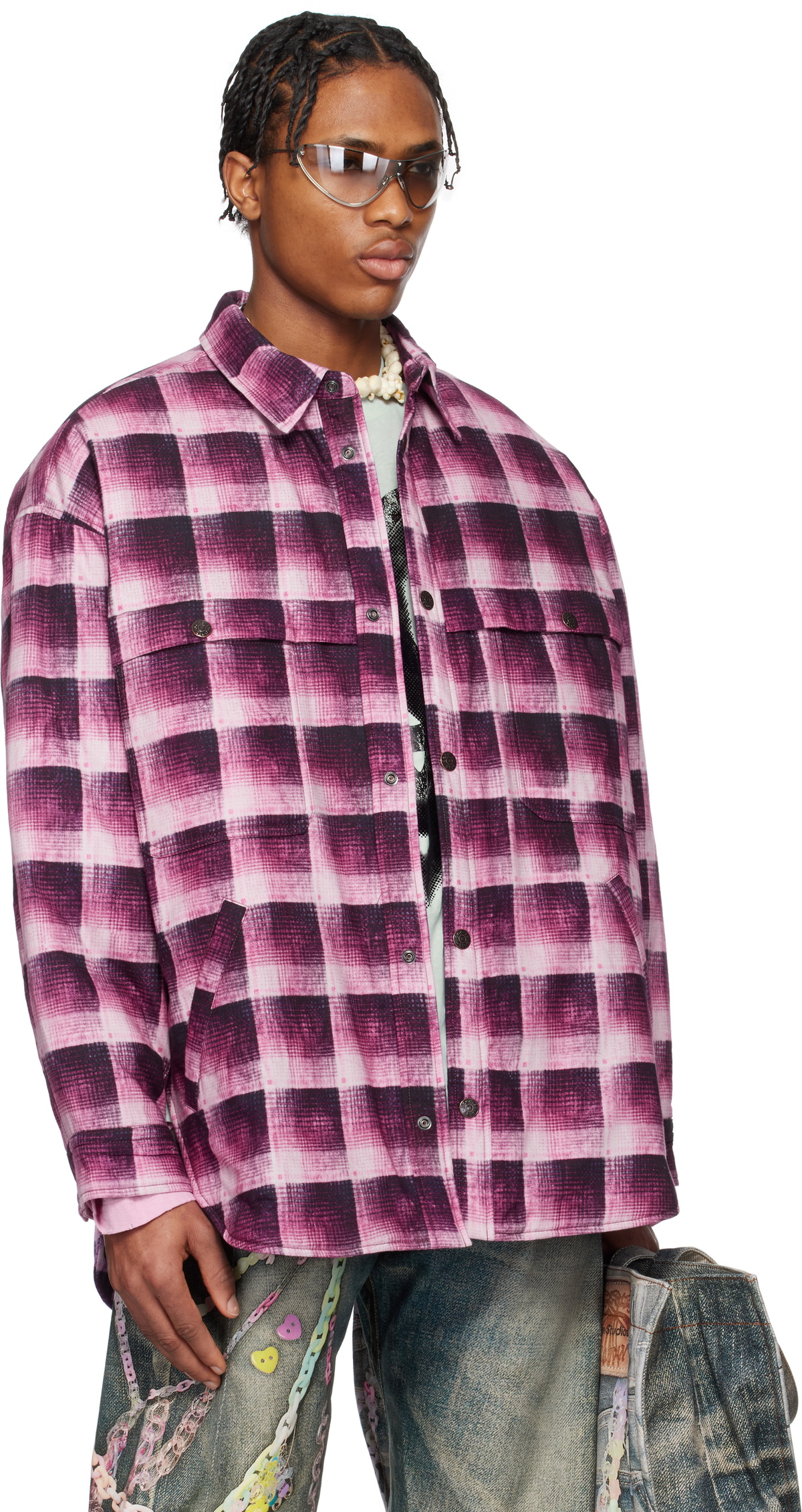 Acne Studios Pink Check Button-Up Shirt Acne Studios
