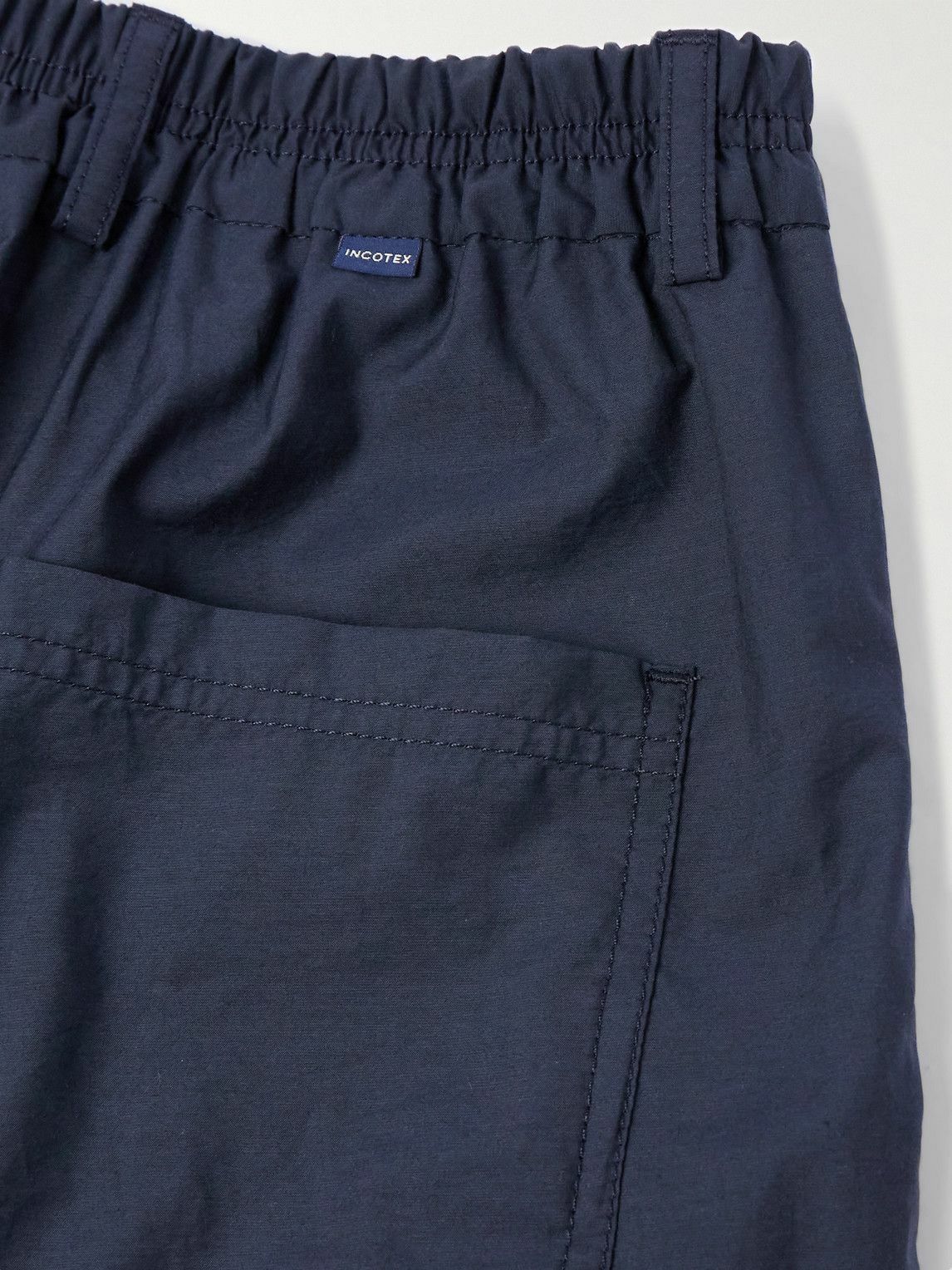 Incotex - Teknosartorial Wide-Leg Cotton-Blend Shorts - Blue