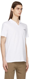 Balmain White Flocked Logo Polo