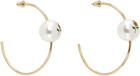 Safsafu Gold Pearl & Roses Hoop Earrings