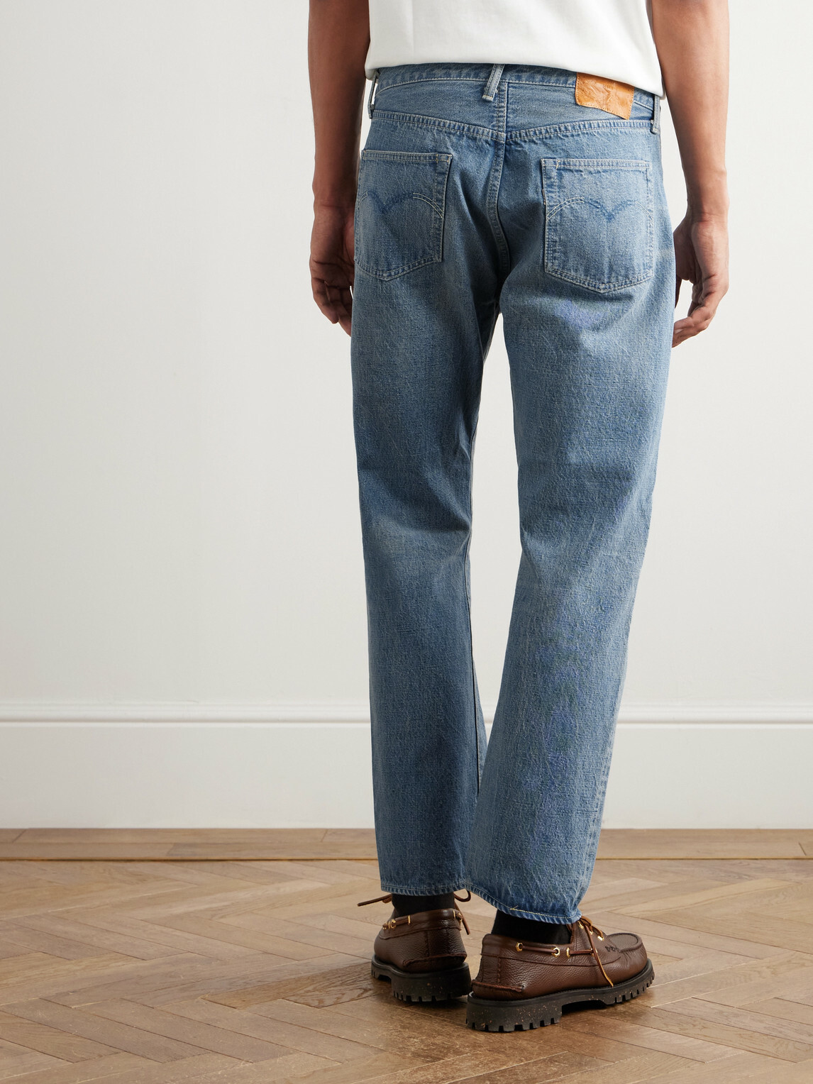 Remi Relief - 1954 Straight-Leg Cropped Distressed Jeans - Blue