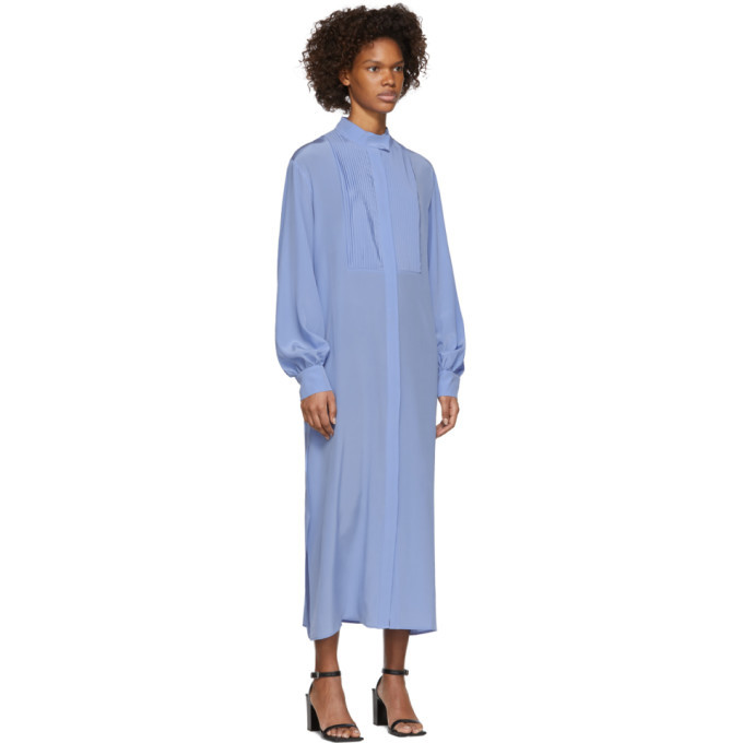 Pyer Moss Blue Long Tuxedo Shirt Dress