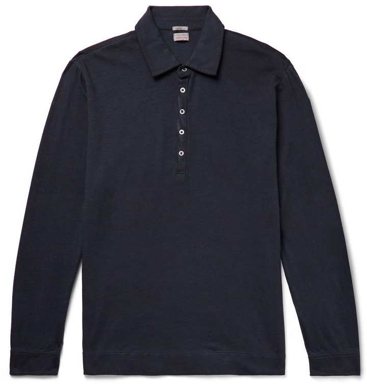 Photo: Massimo Alba - Cotton and Cashmere-Blend Polo Shirt - Blue