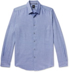 HUGO BOSS - Lucas Micro-Checked Cotton Shirt - Blue