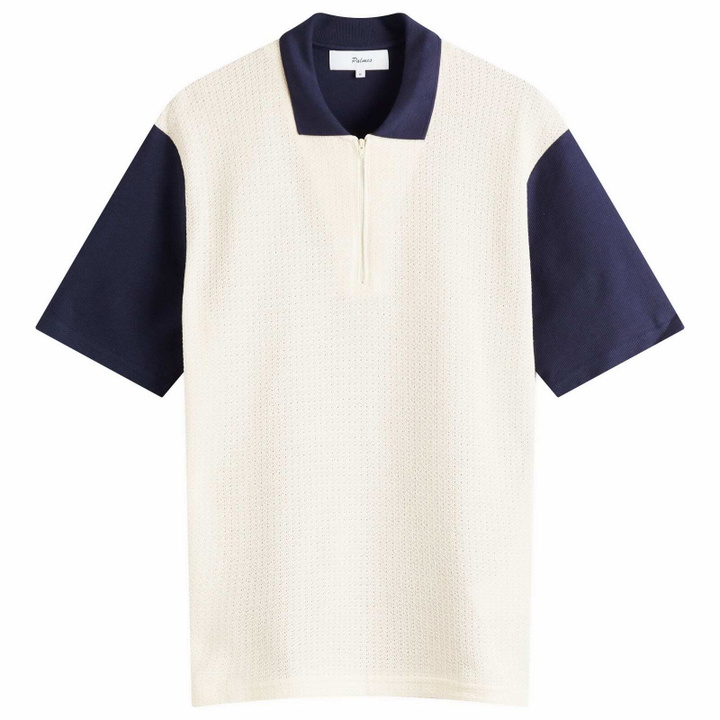 Photo: Palmes Men's Textured Zip Polo in Dark Blue