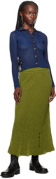 Song for the Mute Green Distressed Midi Skirt