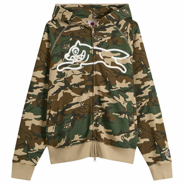 Photo: ICECREAM Men's Running Dog Woodland Camo Zip Through Hood in Multi