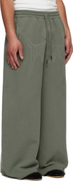 LU'U DAN Green Raw-Cut Bontan Sweatpants