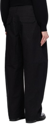 AFTER PRAY Black Curved Two Tuck Cotton Trousers