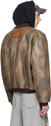 Acne Studios Brown Faded Leather Bomber Jacket