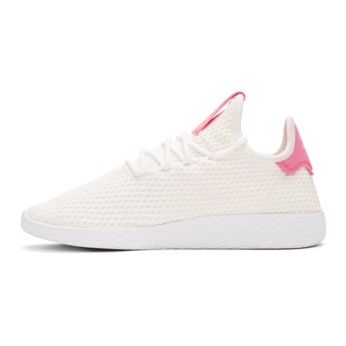 adidas Originals x Pharrell Williams White and Pink Tennis Hu Sneakers